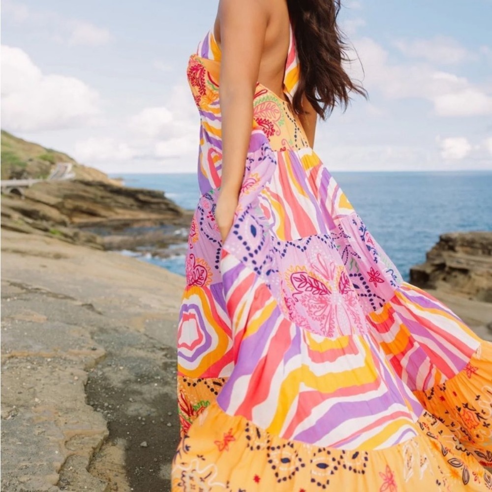 NWT! SUNDRESS THE BRAND Camila Long Dress in Mix Comporta & St. Tropez-Size M